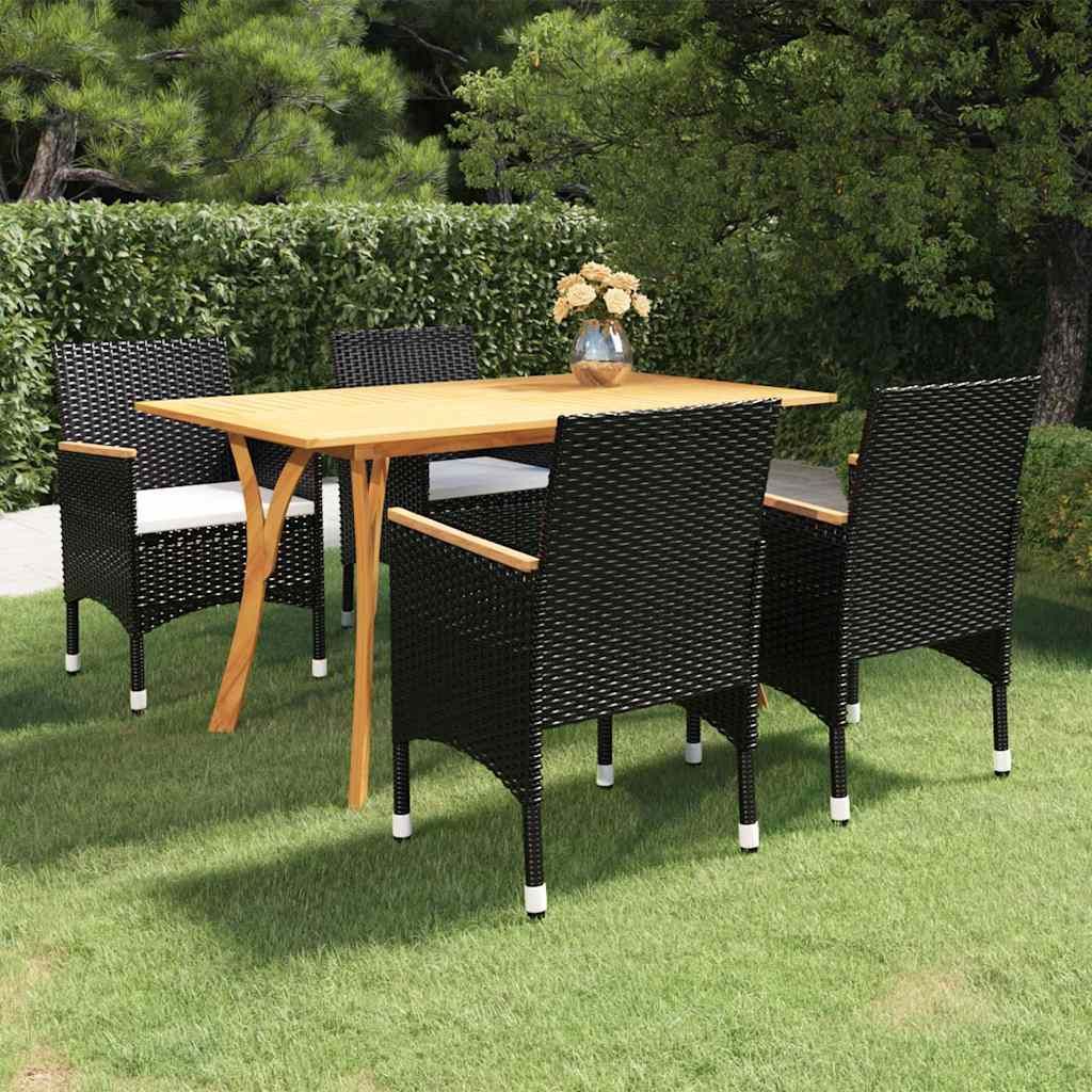Set Mobili da Pranzo per Giardino 5 pz Nero vidaXL