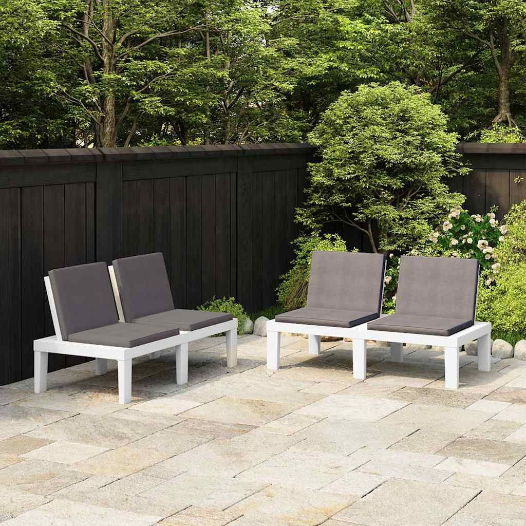 Panchine da Giardino con Cuscini 2 pz in Plastica Bianche vidaXL