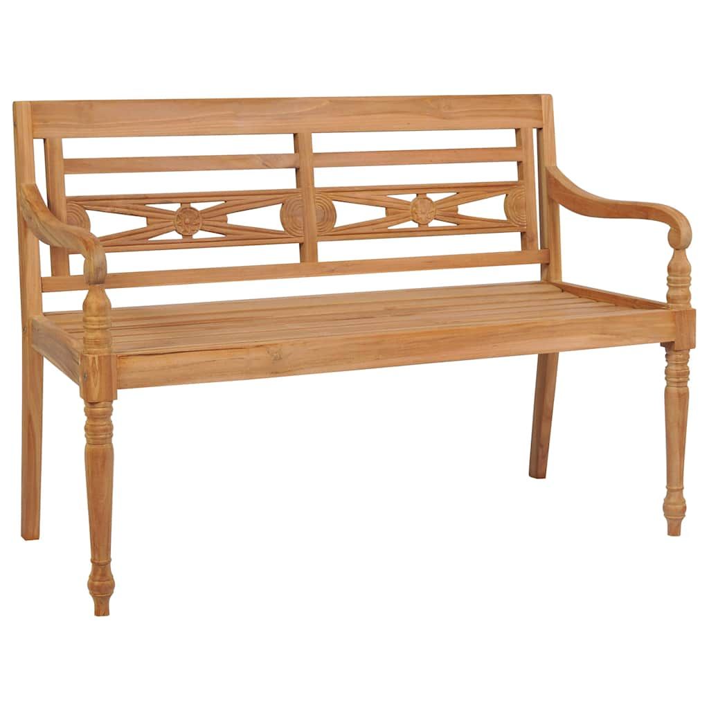 Panca Batavia con Cuscino Grigio 120 cm in Massello di Teak vidaXL