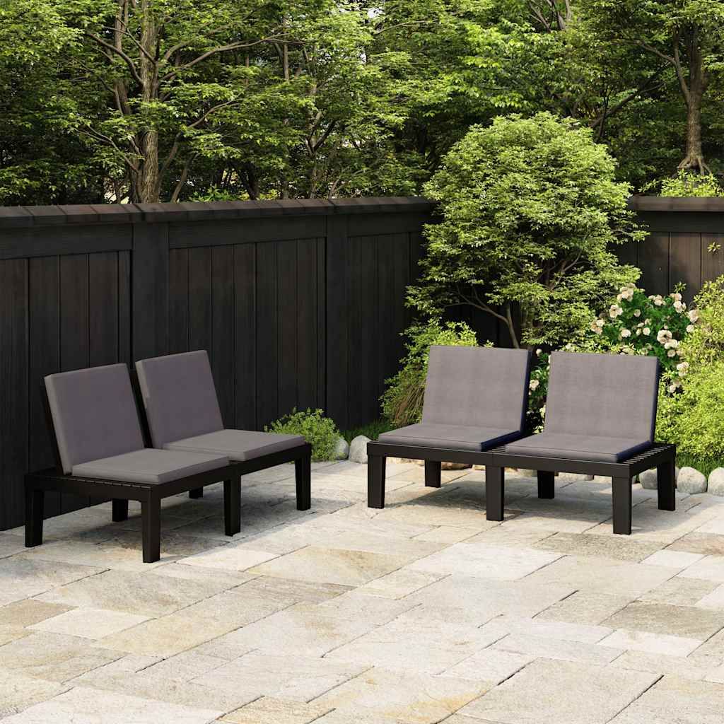 Panchine da Giardino con Cuscini 2 pz in Plastica Grigio vidaXL