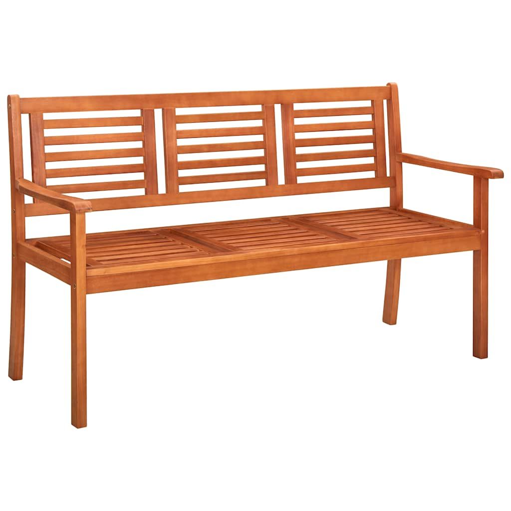 Panchina da Giardino 3 Posti e Cuscino 150cm Massello Eucalipto vidaXL