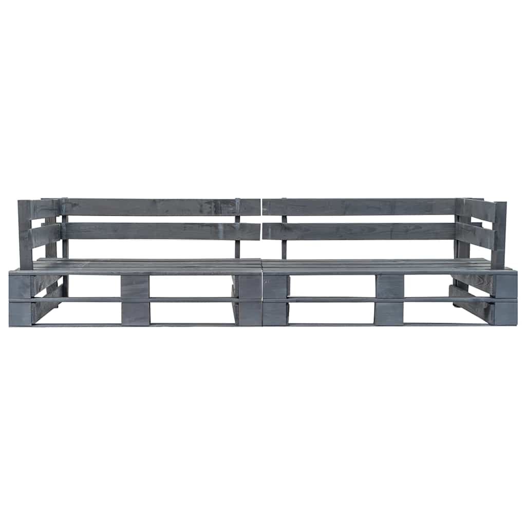 Divano a Pallet da Giardino 2 Posti Grigio in Legno vidaXL