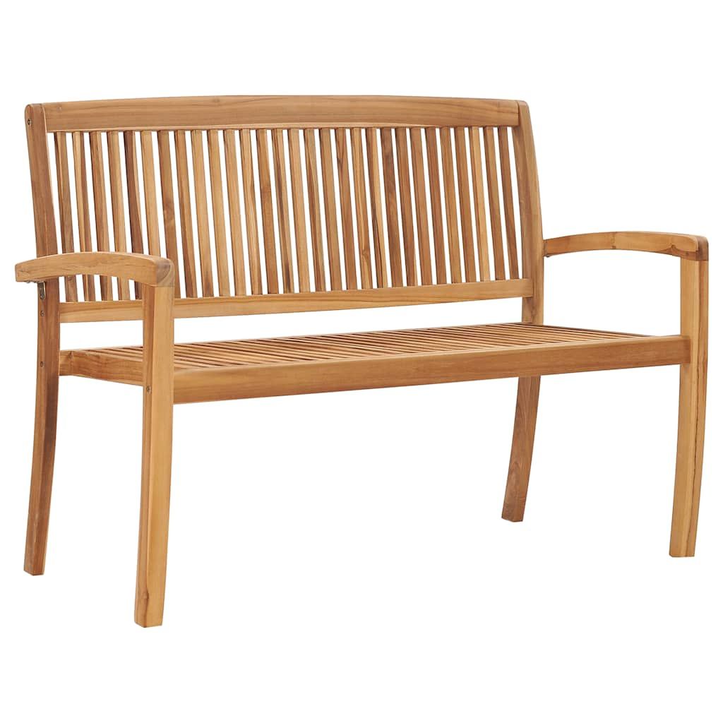 Panchina da Giardino Impilabile e Cuscino 128,5cm Teak Massello vidaXL