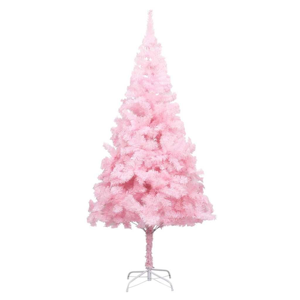 Albero di Natale Preilluminato con Palline Rosa 210 cm PVC vidaXL