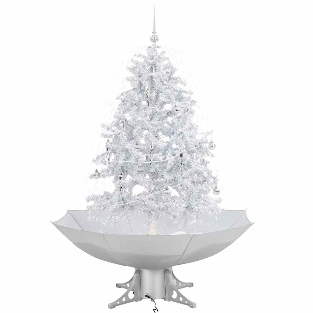 Albero di Natale con Neve e Base a Ombrellone Bianco 140 cm vidaXL