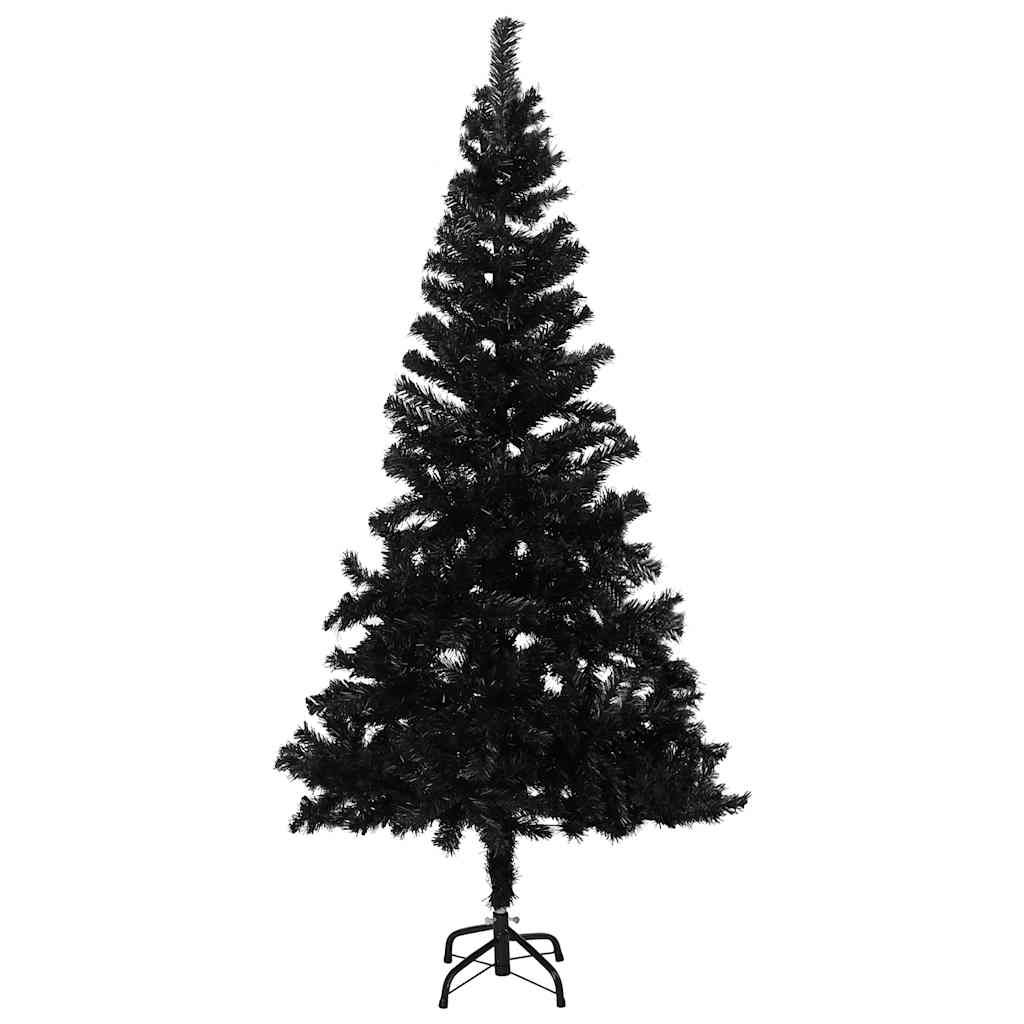 Albero di Natale Preilluminato con Palline Nero 180 cm PVC vidaXL