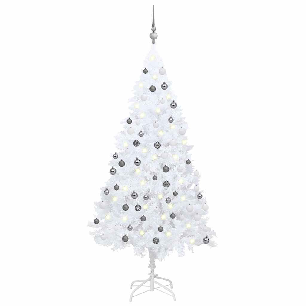 Albero di Natale Preilluminato con Palline Bianco 120 cm PVC vidaXL