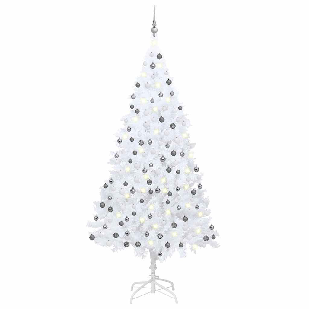 Albero di Natale Preilluminato con Palline Bianco 210 cm PVC vidaXL
