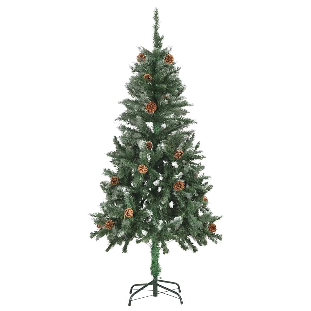 Albero di Natale Artificiale Pigne e Brillantini Bianchi 150 cm vidaXL