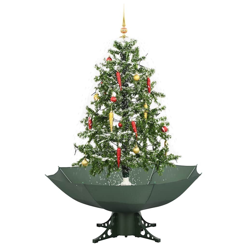 Albero di Natale con Neve e Base a Ombrellone Verde 140 cm vidaXL
