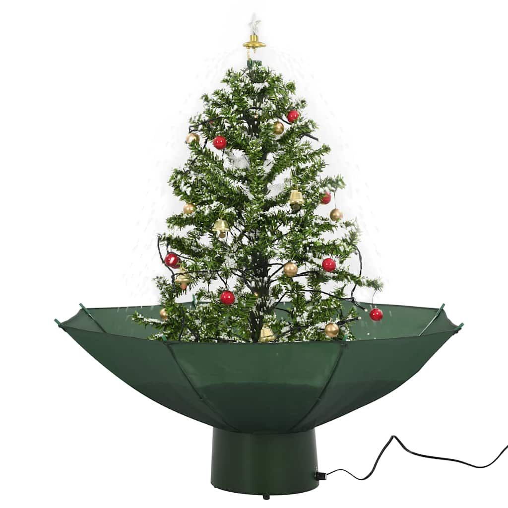 Albero di Natale con Neve e Base a Ombrellone Verde 75 cm vidaXL