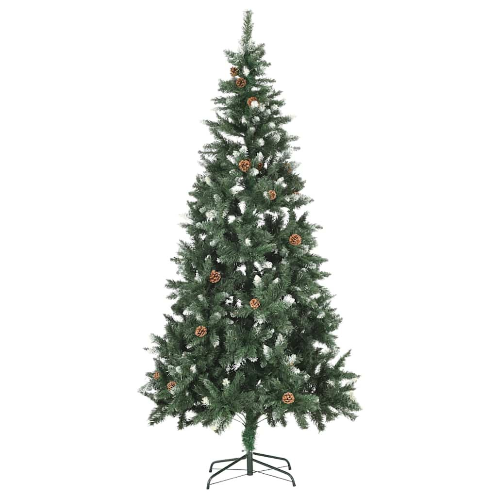 Albero di Natale Artificiale Pigne e Brillantini Bianchi 210 cm vidaXL