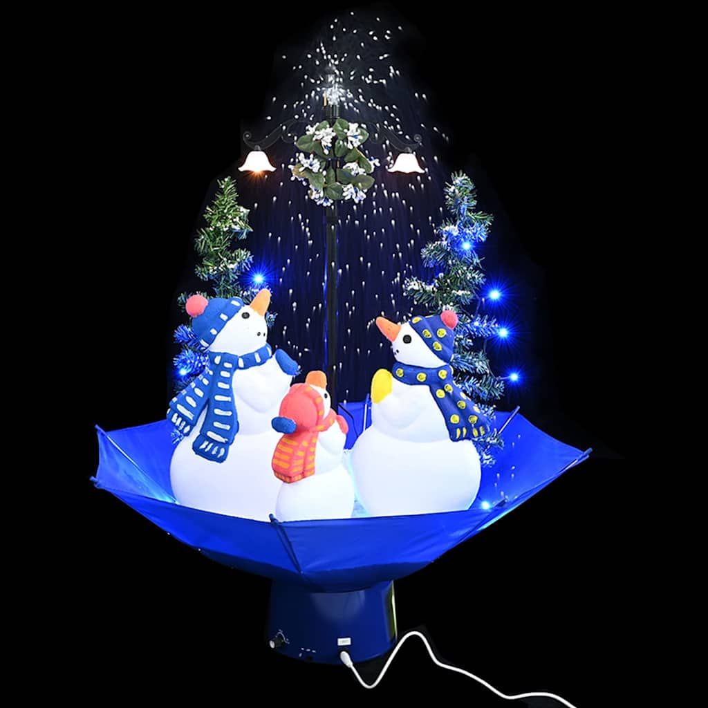 Albero di Natale con Nevicata e Base ad Ombrello Blu 75 cm PVC vidaXL
