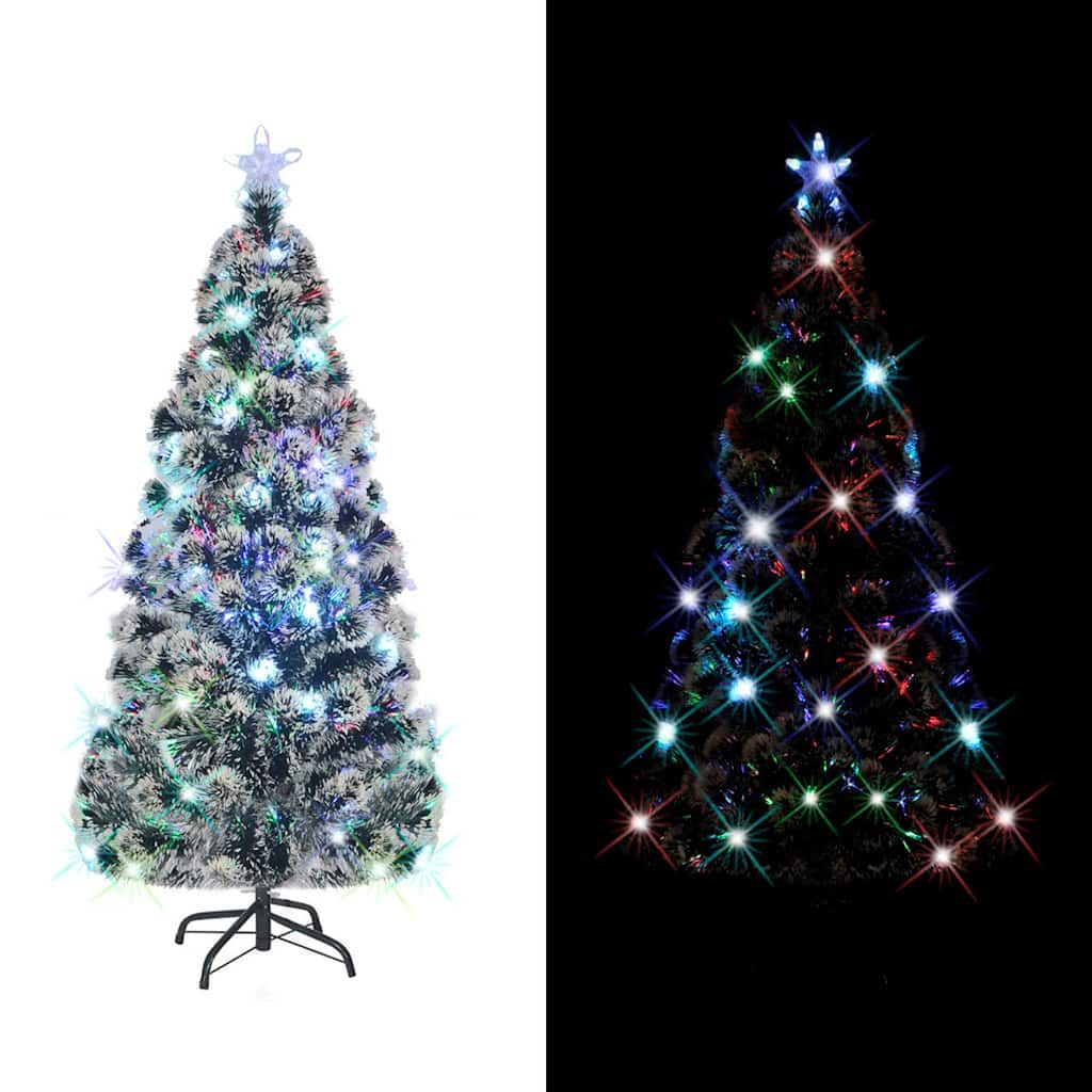 Albero di Natale Preilluminato con Supporto e LED 210 cm Fibra Ottica vidaXL