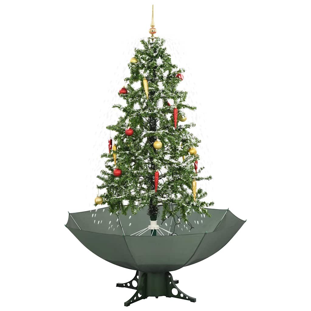 Albero di Natale con Neve e Base a Ombrellone Verde 170 cm vidaXL