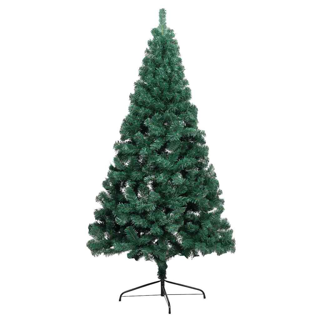 Albero di Natale a Metà Preilluminato con Palline Verde 210 cm vidaXL