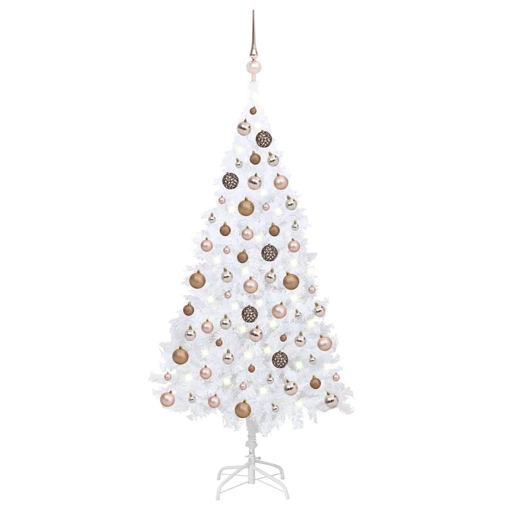 Albero di Natale Preilluminato con Palline Bianco 120 cm PVC vidaXL