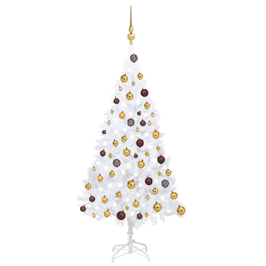 Albero di Natale Preilluminato con Palline Bianco 120 cm PVC vidaXL