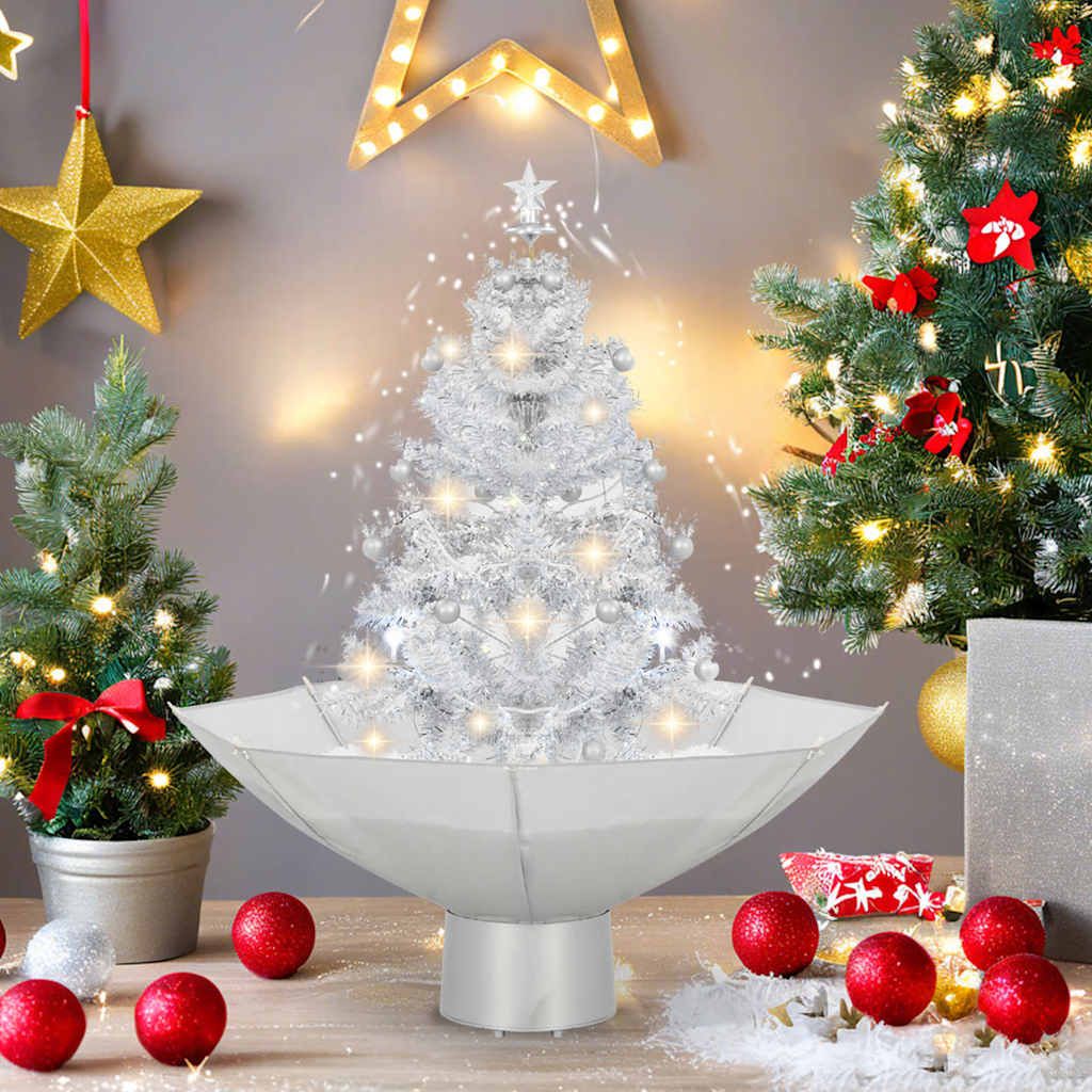 Albero di Natale con Neve e Base a Ombrellone Bianco 75 cm vidaXL