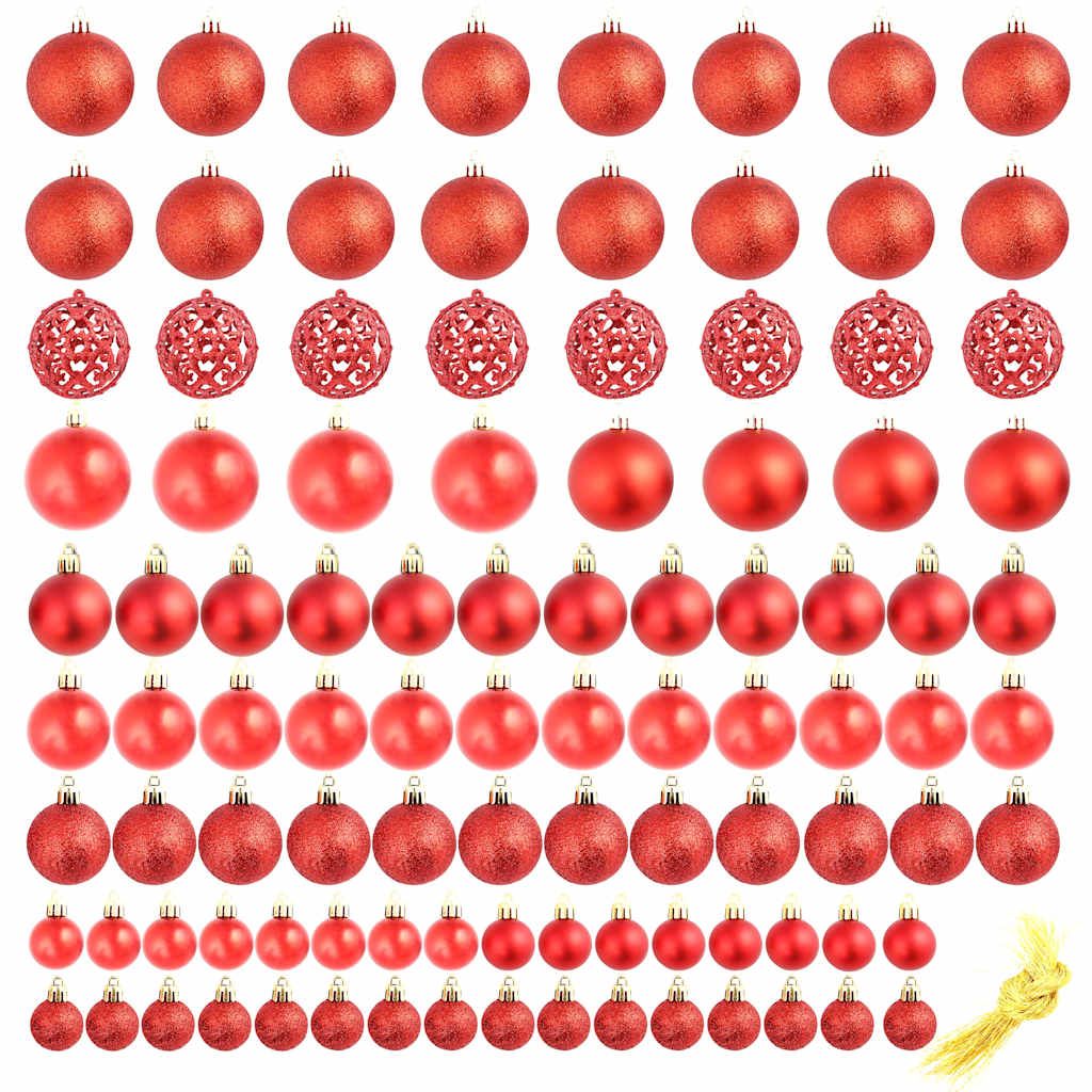 Set Palline di Natale 100 pz 3/4/6 cm Rosse vidaXL