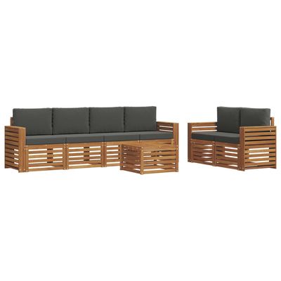Set di divani da esterno con cuscino 7 pcs Naturale e Antracite vidaXL
