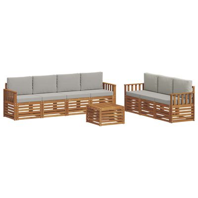 Set divani con cuscino 8 pcs Grigio Naturale e Chiaro vidaXL