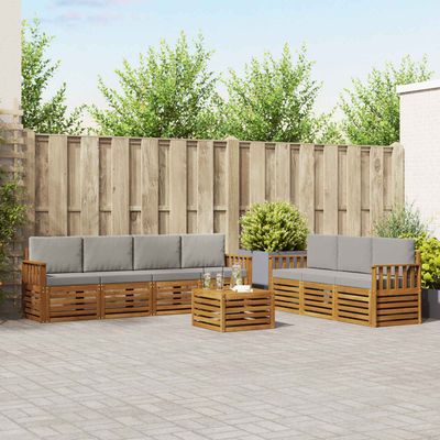 Set divani con cuscino 8 pcs Grigio Naturale e Chiaro vidaXL