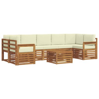 Set di divani da esterno con cuscino 8 pcs Naturale e Crema vidaXL
