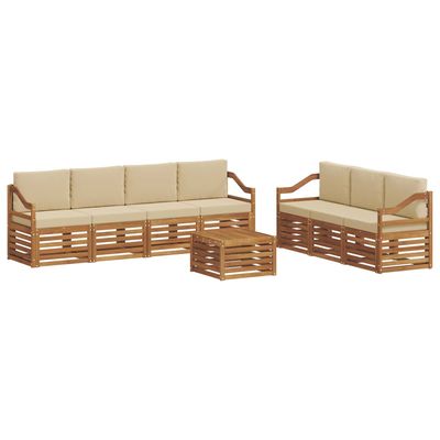 Set divani 8 pcs Naturale e Beige Legno di Acacia Massello vidaXL
