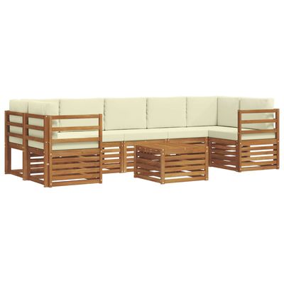 Set di divani da esterno con cuscino 8 pcs Naturale e Crema vidaXL