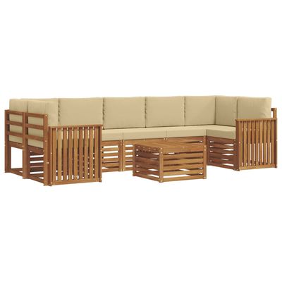 Set di divani da esterno con cuscino 8 pcs Naturale e Beige vidaXL