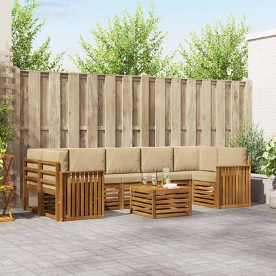 Set di divani da esterno con cuscino 8 pcs Naturale e Beige vidaXL