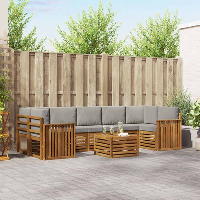 Set di divani da esterno 8 pcs Grigio Naturale e Chiaro vidaXL