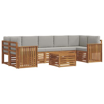 Set di divani da esterno 8 pcs Grigio Naturale e Chiaro vidaXL