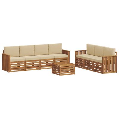 Set divani 8 pcs Naturale e Beige Legno di Acacia Massello vidaXL
