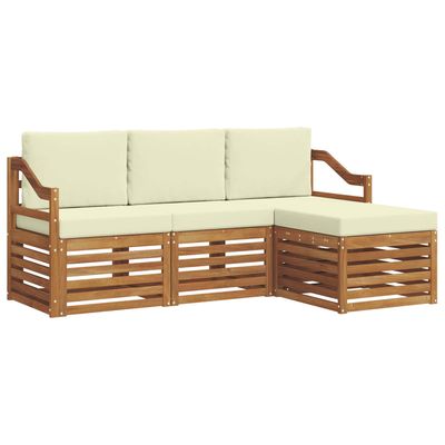 Set di divani da esterno con cuscino 4 pcs Naturale e Crema vidaXL