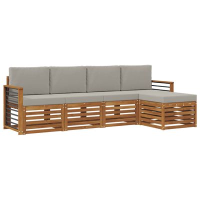 Set di divani da esterno 5 pcs Grigio Naturale e Chiaro vidaXL