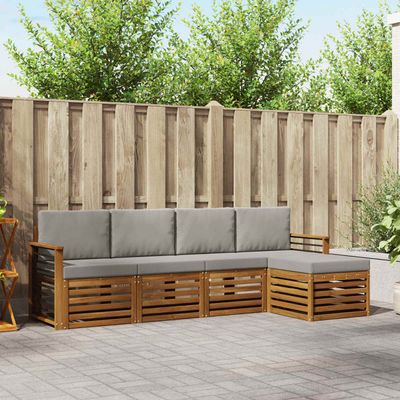 Set di divani da esterno 5 pcs Grigio Naturale e Chiaro vidaXL