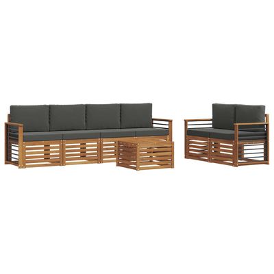 Set di divani da esterno con cuscino 7 pcs Naturale e Antracite vidaXL