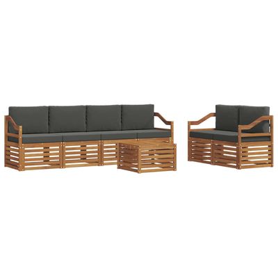 Set di divani da esterno con cuscino 7 pcs Naturale e Antracite vidaXL