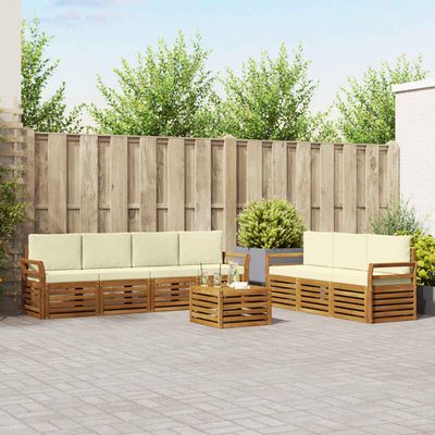 Set divani 8 pcs Naturale e Crema Legno di Acacia Massello vidaXL