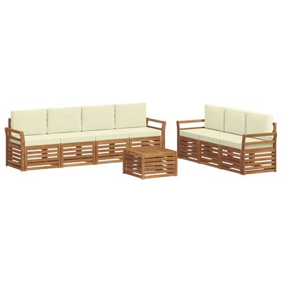 Set divani 8 pcs Naturale e Crema Legno di Acacia Massello vidaXL