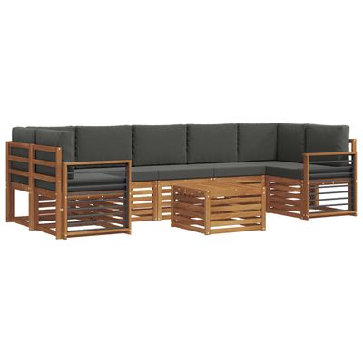 Set di divani da esterno con cuscino 8 pcs Naturale e Antracite vidaXL