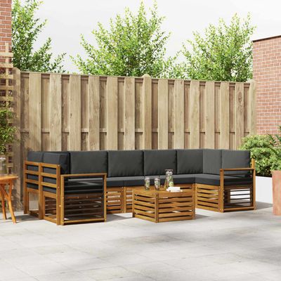 Set di divani da esterno con cuscino 8 pcs Naturale e Antracite vidaXL