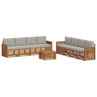 Set divani con cuscino 9 pcs Grigio Naturale e Chiaro vidaXL