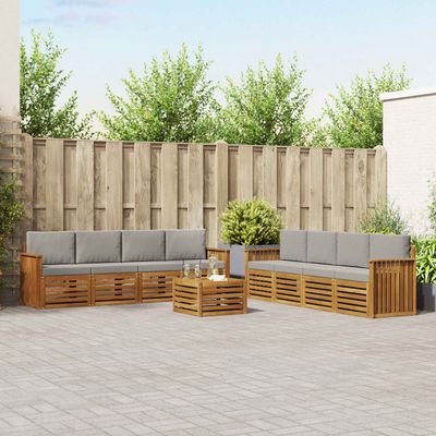 Set divani con cuscino 9 pcs Grigio Naturale e Chiaro vidaXL