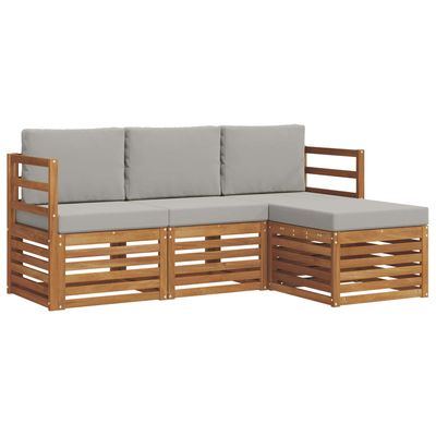 Set di divani da esterno 4 pcs Grigio Naturale e Chiaro vidaXL