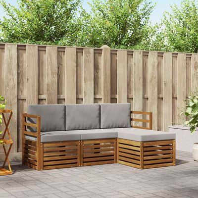 Set di divani da esterno 4 pcs Grigio Naturale e Chiaro vidaXL Set di divani da esterno 4 pcs Grigio Naturale e Chiaro vidaXL