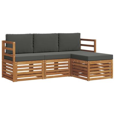 Set di divani da esterno con cuscino 4 pcs Naturale e Antracite vidaXL