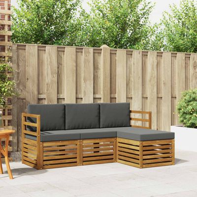 Set di divani da esterno con cuscino 4 pcs Naturale e Antracite vidaXL